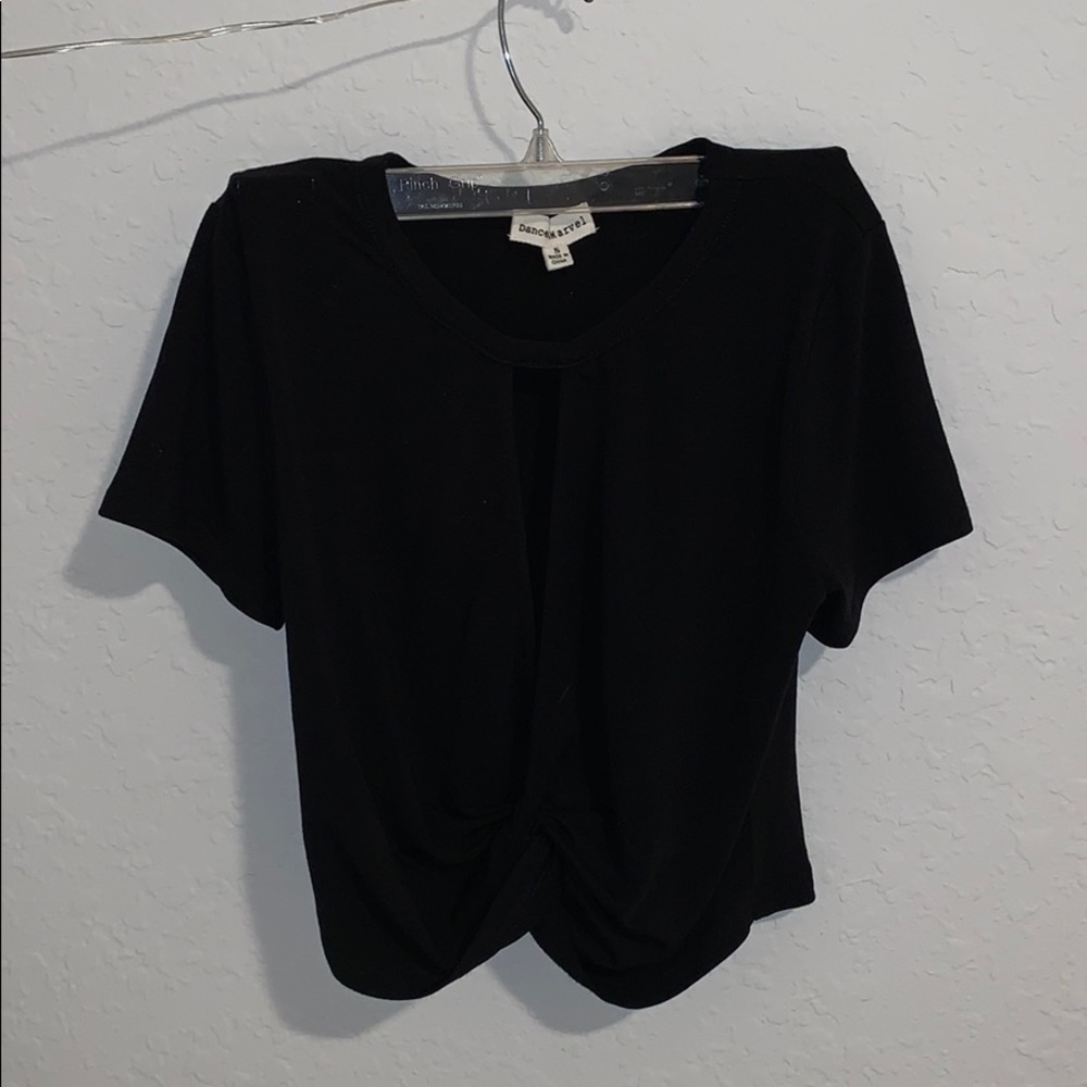 Black crop top with slit in front